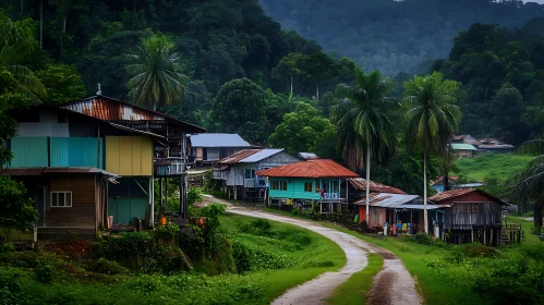 Serene Tropical Village Pathway