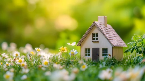 Tiny Cottage in a Flower Field