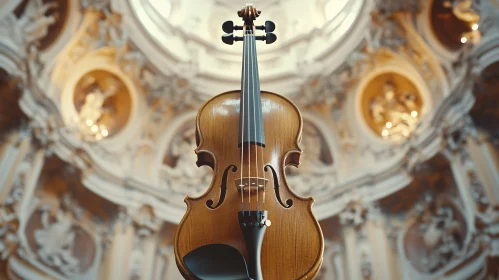 Baroque Hall with Central Violin Instrument