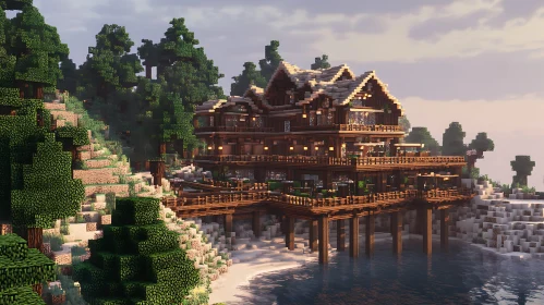 Cliffside Wooden House in Minecraft