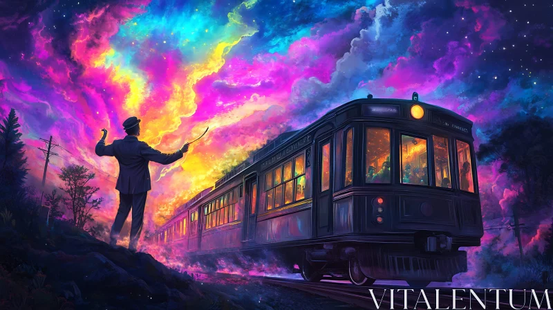 Conductor's Fantastical Train AI Image