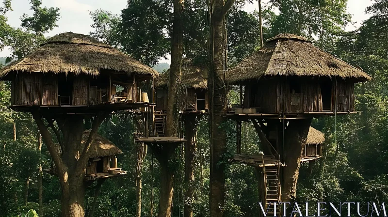 Forest Sanctuary: Treehouses AI Image