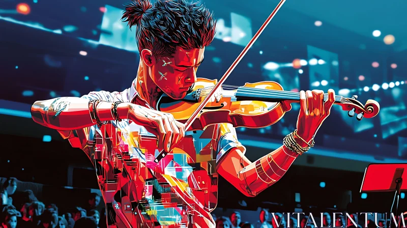 Dynamic Violinist in Concert Performance AI Image