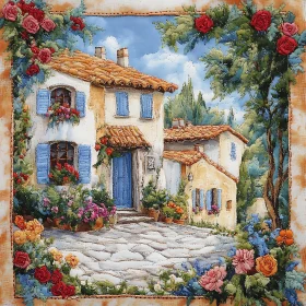 Rustic Mediterranean Cottage with Vibrant Flowers