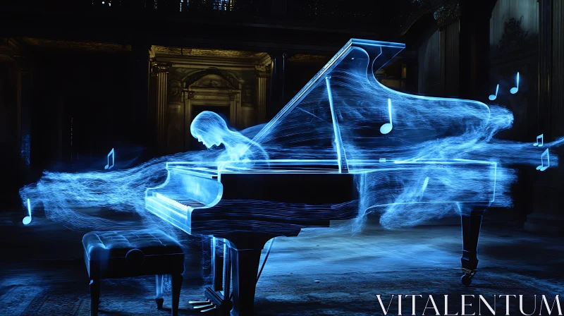 AI ART Ethereal Music: A Ghost at the Piano