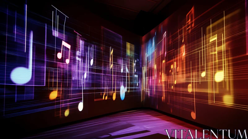 Vibrant Neon Music Art Projection AI Image