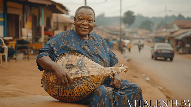 Cultural Scene with Musician on a Street AI Image