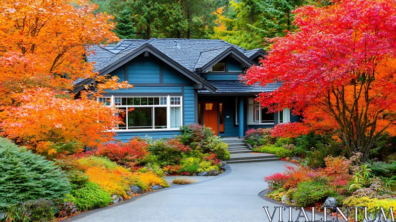 AI ART Charming Home with Vibrant Fall Foliage