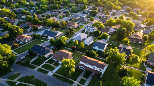 Serene Suburban Neighborhood from Above