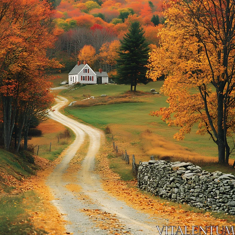 AI ART Serene Cottage in Autumn Landscape