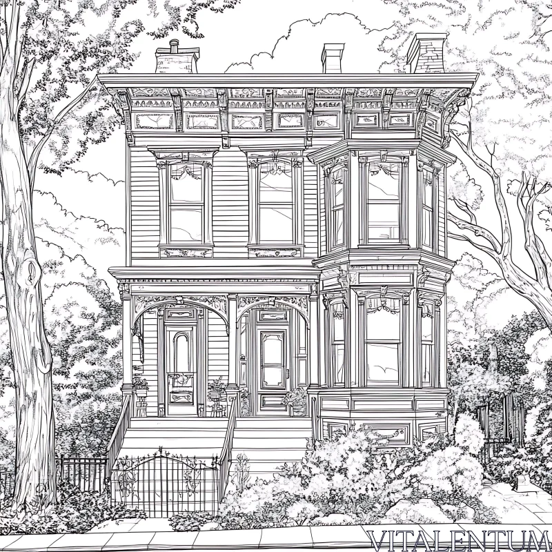 Detailed Victorian House Art AI Image