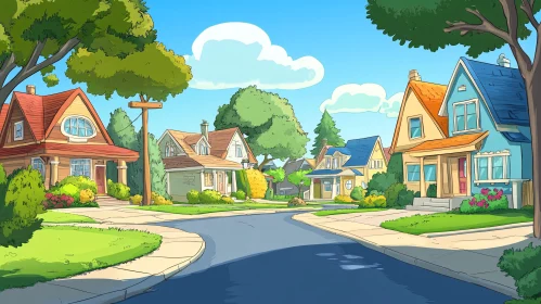 Peaceful Suburban Street with Vibrant Homes