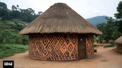 Tribal Round Hut with Thatched Roof