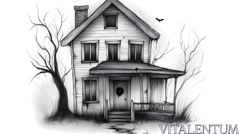 Spooky Haunted House Illustration AI Image