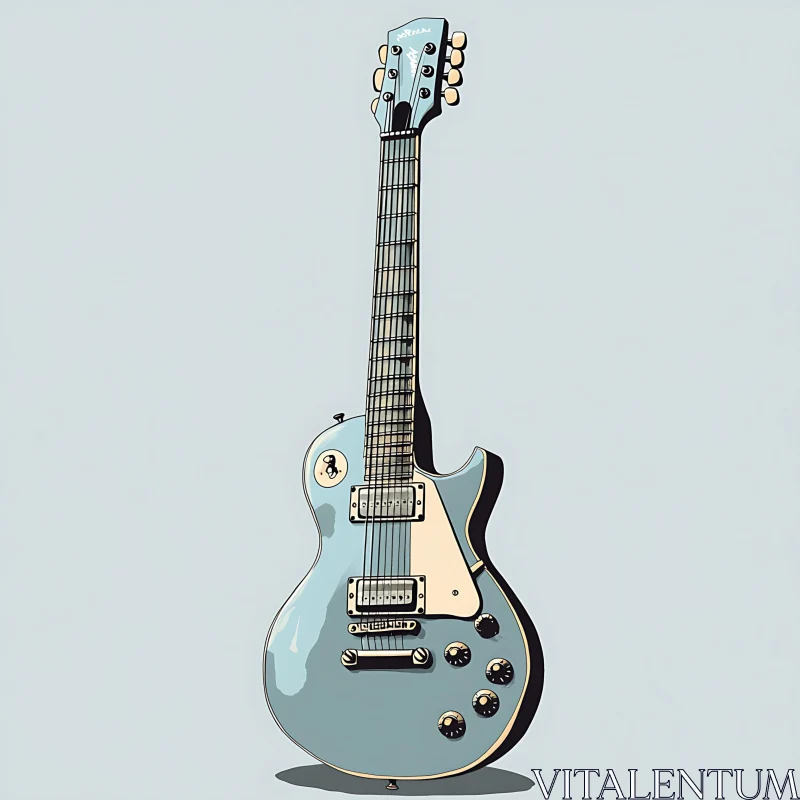 AI ART Artistic Vector of Blue Guitar