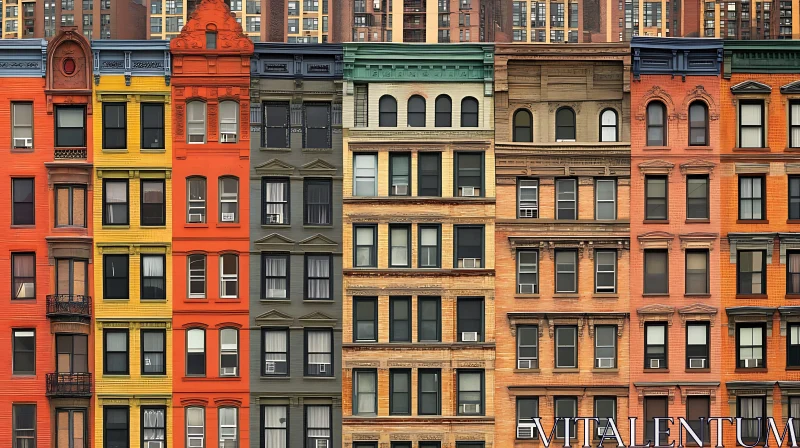 Vivid City Building Fronts - Varied Architectural Styles AI Image