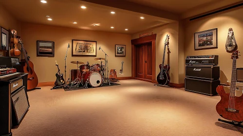 Warm Music Room with Instruments