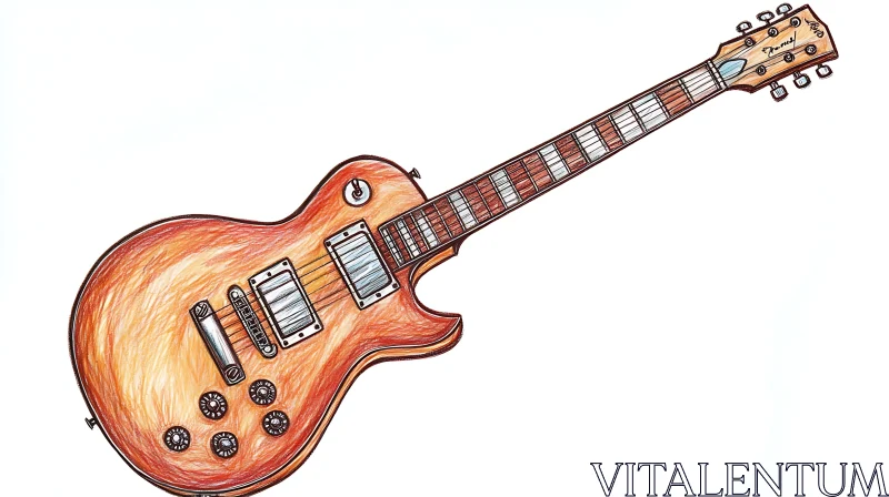 Detailed Electric Guitar Illustration AI Image