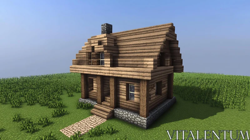 Log Cabin in Minecraft AI Image