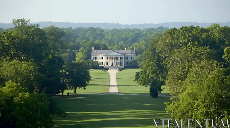 Classic Mansion Surrounded by Greenery AI Image