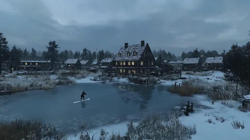 Rustic Log Cabins in Winter Wonderland