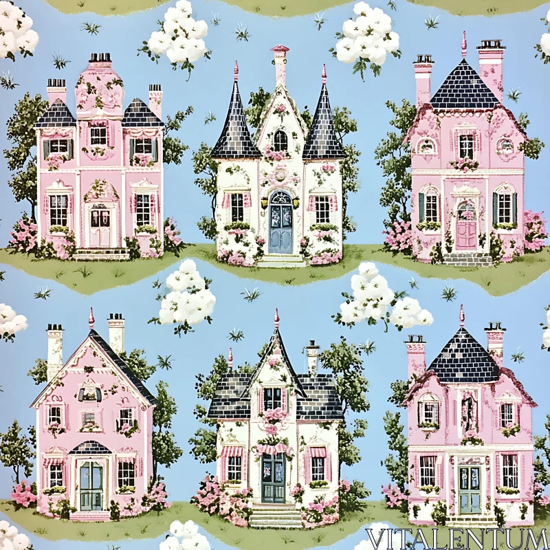 Victorian Cottage Art in Pastel Hues