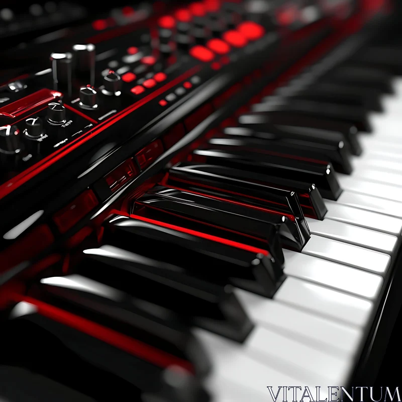 Sleek Synthesizer with Control Panel and Keys