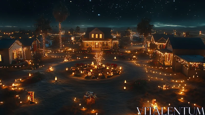 Village Nighttime Holiday Decorations