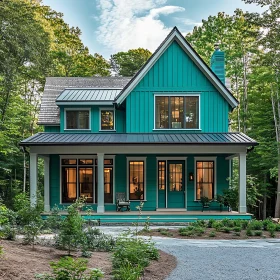 Charming Contemporary Green House in the Woods