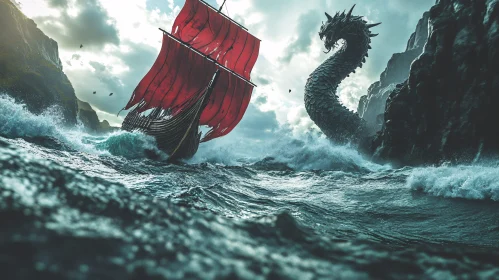 Mythical Sea Dragon vs Viking Ship