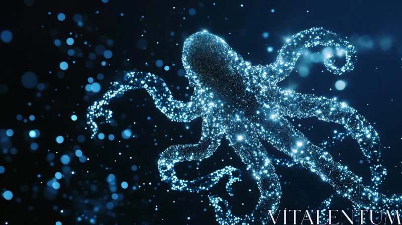 Shimmering Blue Octopus Abstract Art
