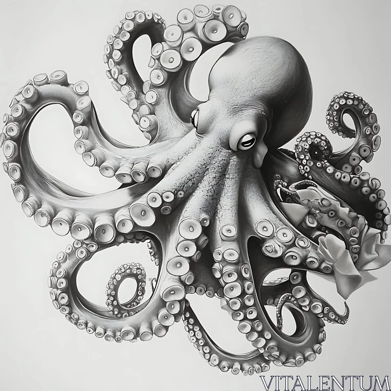 Detailed Octopus Drawing AI Image