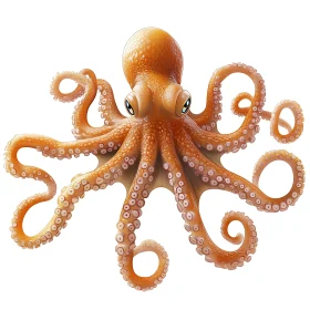 Orange Octopus with Intricate Tentacle Details