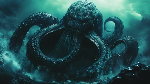 Majestic Sea Monster with Tentacles