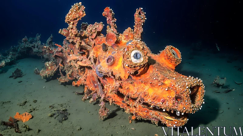 AI ART Coral-Encrusted Underwater Sculpture