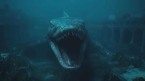 Giant Sea Predator in Ancient Sunken Ruins