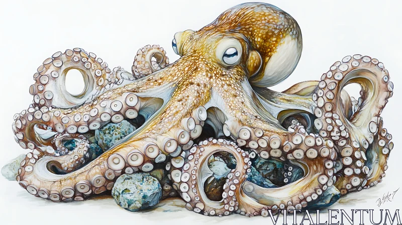 Marine Life Art Featuring a Complex Octopus AI Image