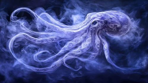 Ghostly Octopus in Smokey Blue Hues