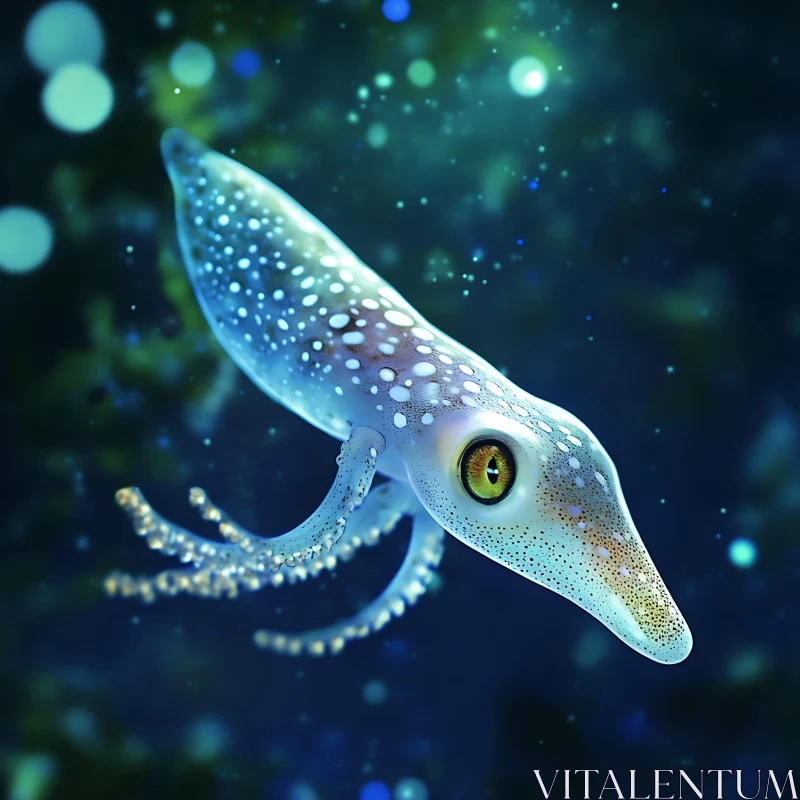 Intricate Patterns of a Squid in the Depths AI Image