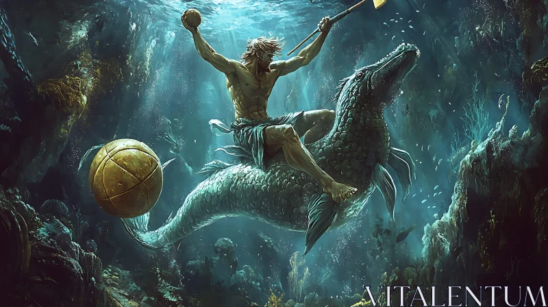 Underwater Adventure with Mythical Creatures AI Image