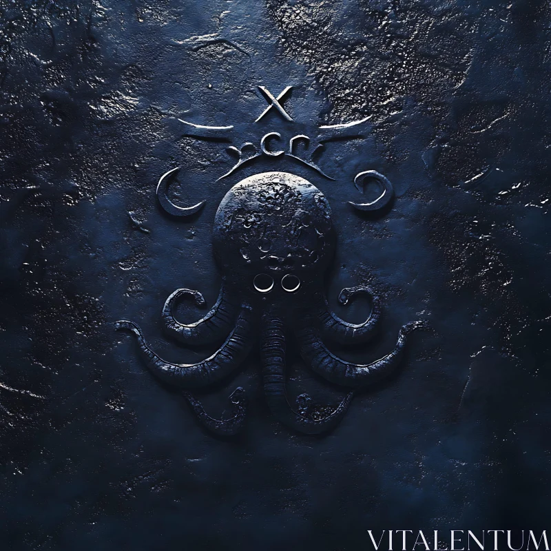 AI ART Ornate Octopus Symbol on Textured Surface