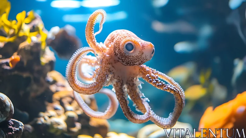 Graceful Octopus in Underwater World AI Image