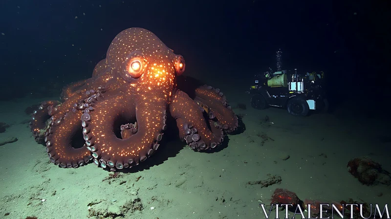 Glow of the Deep Sea: Octopus and ROV AI Image