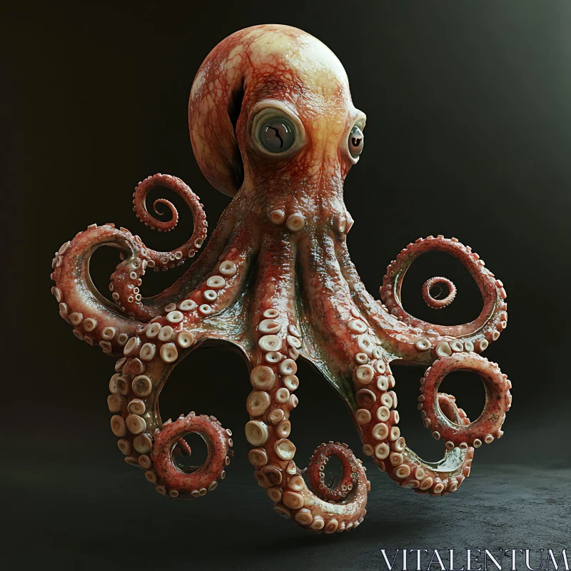 Intricate Octopus in Dark Background AI Image