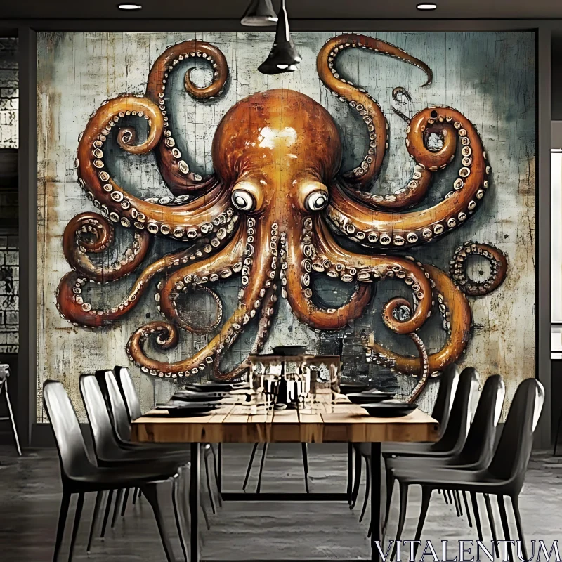 AI ART Dining with Octopus Art