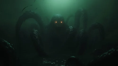 Eerie Tentacled Creature in Murky Waters