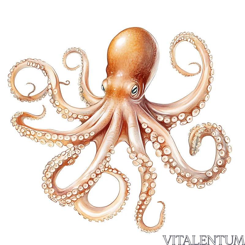 Intricately Drawn Octopus with Elegant Tentacle Patterns