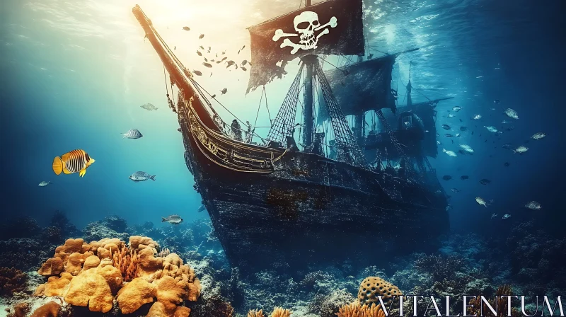 Sunken Pirate Ship in a Coral Reef