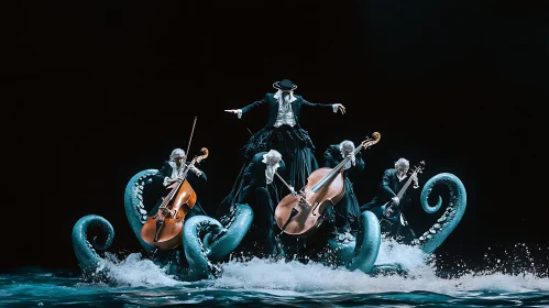 Fantasy Musicians Emerging from the Ocean