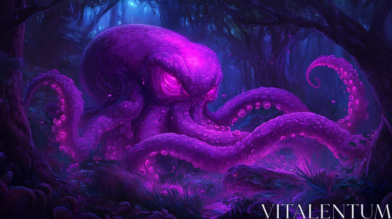 AI ART Octopus in Mysterious Forest